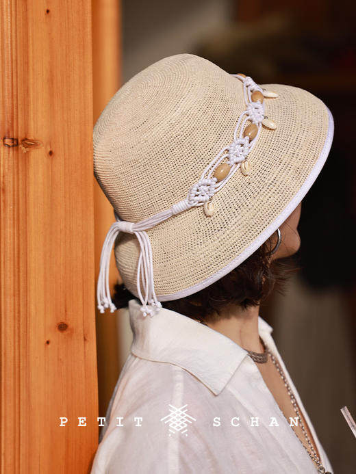 PETIT SCHAN小闪 #065 Daughter of the sea 海的女儿 巴拿马草海边度假感手工钩织赫本帽 商品图0