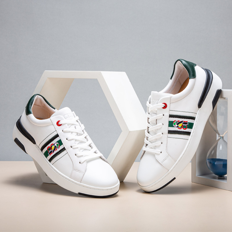 CHCH平衡鞋牛皮面料刺绣撞色板鞋小白鞋男鞋CN1A2013