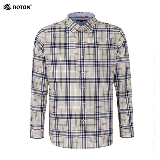 波顿格子长袖衬衫男士春季百搭格纹帅气高端高级感纯棉衬衣MS656122 商品图6
