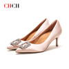 CHCH祈祈女士单鞋方块水钻高级丝绸面料时尚高跟鞋CM1B5553 商品缩略图0