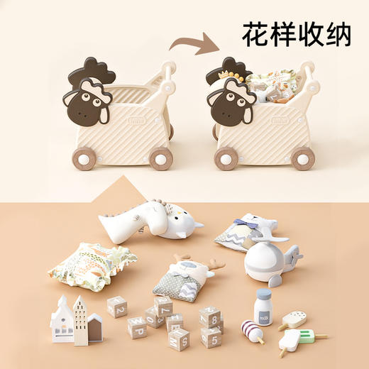 【购物小推车 收纳养成】乐其儿童小推车 卡通造型手推车 0-3岁宝宝学走路 助步车玩具 零食玩具收纳车-QQ 商品图1