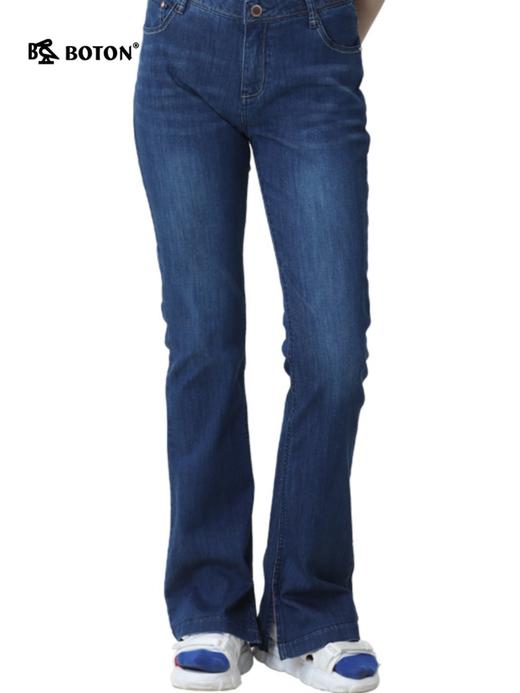 波顿春夏季薄款女士高腰弹力透气显瘦微喇叭高端牛仔裤LE222120 商品图1