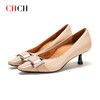 CHCH祈祈羊皮革金属扣细跟尖头高跟女士单鞋CM1B5581 商品缩略图0