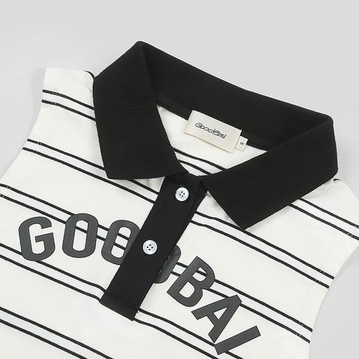 GOODBAI logo印花条纹撞色翻领短款背心 商品图4