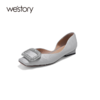westory春夏新款时尚优雅单鞋方扣水钻气质百搭平底鞋女S24CE74461 商品缩略图1