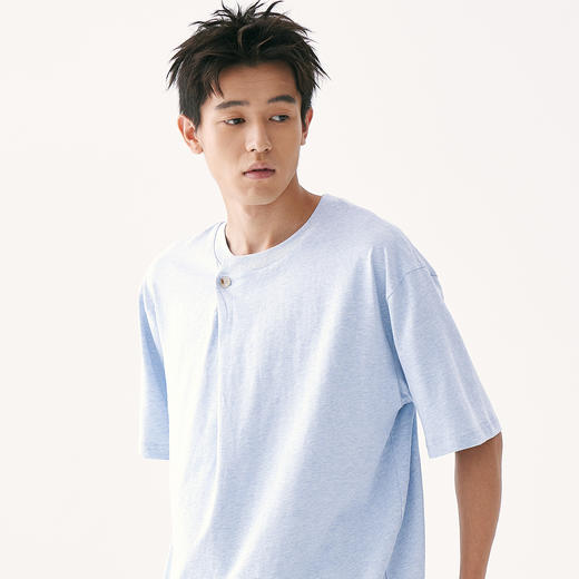 零意义 meanil 男女款斜门襟纽扣结构感T恤 商品图4