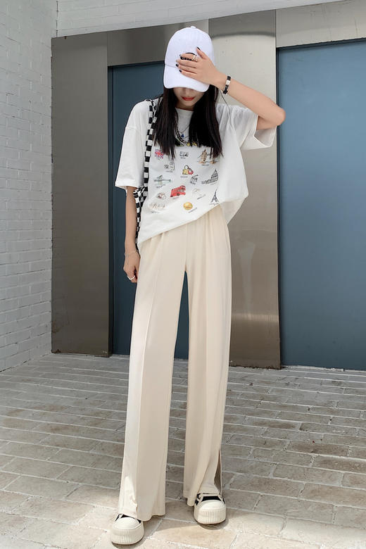 【裤子还是合身才好看！】定制款铜氨丝 开叉阔腿裤 新增黑色 显瘦显高 商品图1