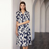 【V领系带桑蚕丝连衣裙】24年春夏新品女士时尚印花真丝中长款裙子 商品缩略图1