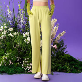 跃牌 【欲动春风】系列 女宽松运动长裤凉感透气健身休闲舞蹈裤垂感显瘦高腰开叉瑜伽长裤24022