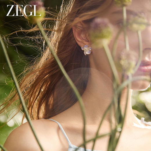 ZEGL设计师花花耳妆盘系列多巴胺耳钉女花朵耳环高级感紫色耳饰品 商品图4