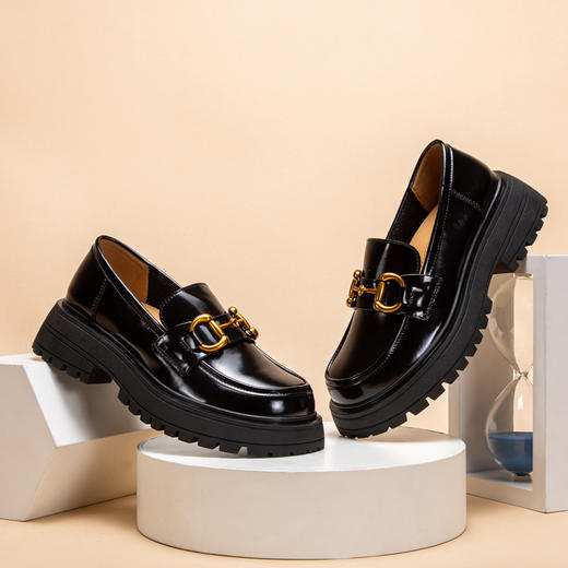 40码乐福鞋#CHCH平衡鞋橡胶底新款春夏牛皮女式增高百搭乐福鞋女鞋米白色【没运费险】 商品图2