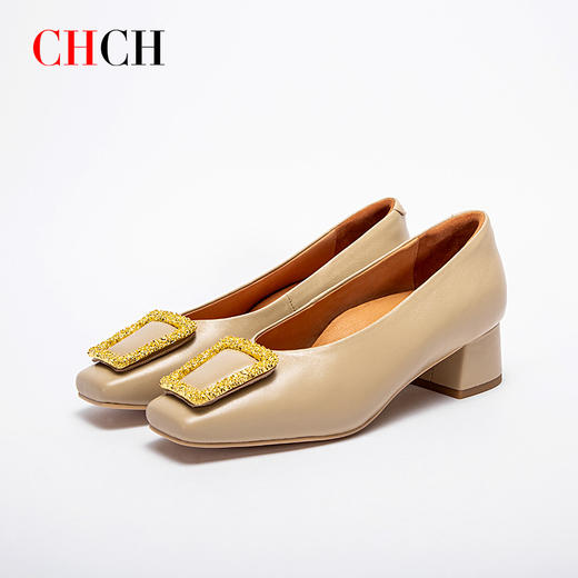 CHCH平衡鞋气质通勤方扣装饰法式复古方跟女式单鞋CN2B5171 商品图2