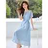 【专属特价】熙世界轻中式竹纹蓝色连衣裙2025夏新款气质收腰大方得体的裙子 商品缩略图2
