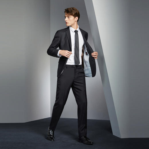 【含羊毛】柒牌男士西服2024春季新款商务正装平驳领黑色西装外套126C70220 商品图3