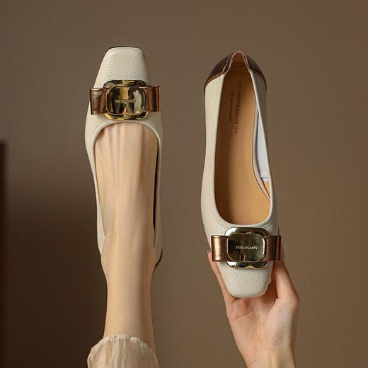 【预售5天】羊皮通勤鞋粗跟单鞋女2024秋法式高跟鞋韩版小香风中跟玛丽珍鞋MLNS&DDY649 商品图2