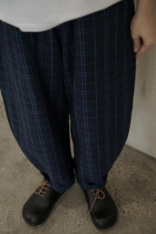 apuntob 棉麻格纹休闲长裤 商品图1