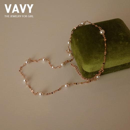 ins风轻奢 天然淡水珍珠近圆强光高级感满天星18k金锁骨链气质项链 商品图0