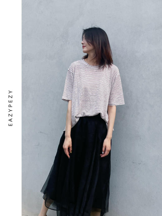 2024SS 圆领亚麻条纹T恤 商品图0