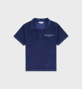 Sporty & Rich - Hotel du Cap Cursive Terry Polo - Indigo - 女装 - Polo衫 - 靛蓝