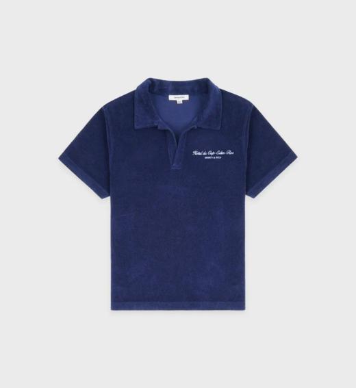 Sporty & Rich - Hotel du Cap Cursive Terry Polo - Indigo - 女装 - Polo衫 - 靛蓝 商品图0
