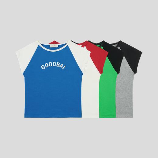 GOODBAI logo印花撞色插肩正肩收身飞袖T恤 商品图1