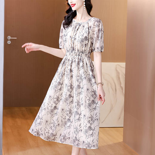 AHM yjr9199法式度假风收腰显瘦印花连衣裙优雅气质减龄a字裙 商品图3
