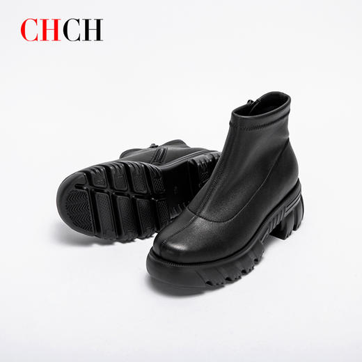 CHCH卡码拍小平衡鞋英伦街头风圆头短靴CN2B6061 商品图0