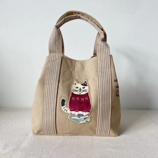 刺绣胖猫咪手提包 商品图5