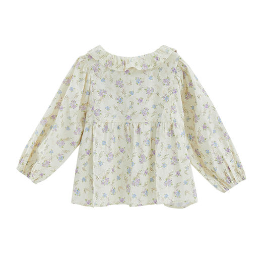 笛莎 Deesha 童装女童衬衫2024秋季新款松紧丁香花翻领衬衫 商品图5