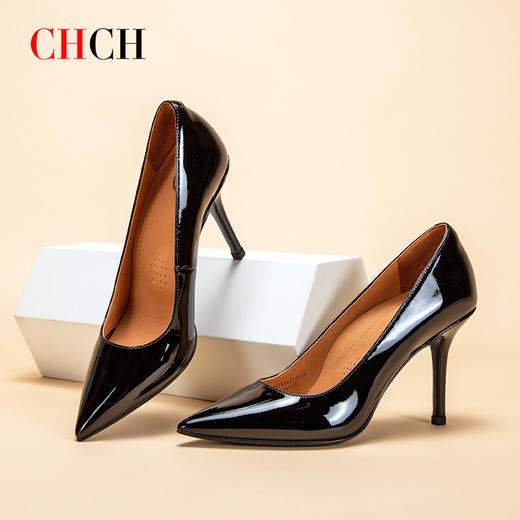 CHCH祈祈气质职业高跟漆皮细跟女士单鞋CM1B5621 商品图4