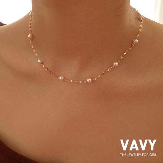 ins风轻奢 天然淡水珍珠近圆强光高级感满天星18k金锁骨链气质项链 商品图1