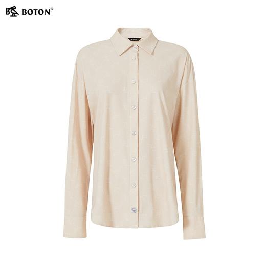 【轻盈防晒】波顿春秋女士杏色老花小众宽松长款衬衫高端LS832123 商品图5