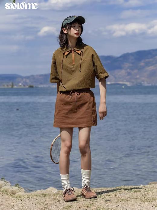 早乙女惠子saotome/STMPL242074/撞色立体绣花双层领polo短袖T恤 商品图2