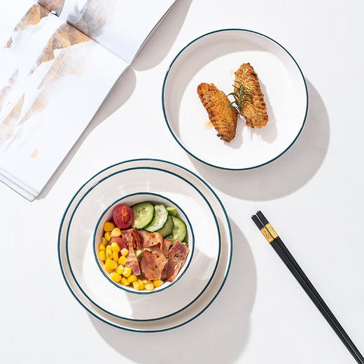 简约木纹餐具组12头 商品图1