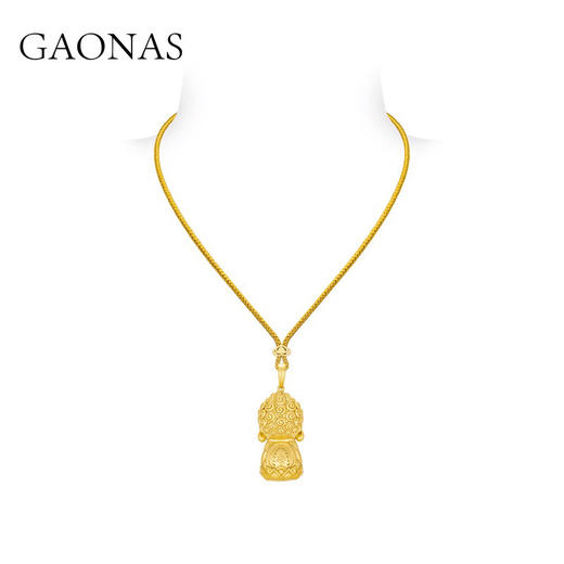 非金属合成锆石项链 佛抱葫芦 国风设计独特时尚金色项链10609XGO 商品图2