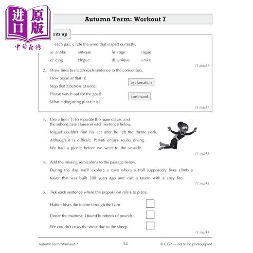 【中商原版】CGP原版7年级英语练习2册 New KS3 Year 7 English Spelling Punctuation and Grammar 10-Minute Weekly Workou 商品图3