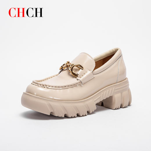 CHCH漆皮职场日常低跟乐福鞋女单鞋舒适羊皮内里平衡鞋CN2B5211 商品图2