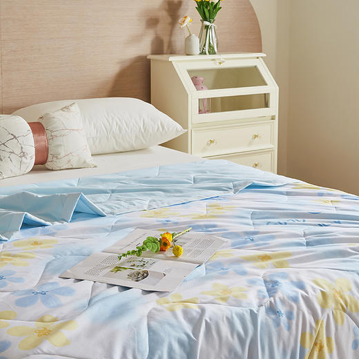 红蜻蜓夏凉被空调被春秋薄被子儿童午睡夏被夏季宿舍单人水洗棉-觅春 150*200cm 商品图4