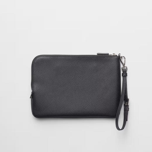 PRADA 普拉达 男士珐琅三角形金属徽标小号Saffiano皮革包 黑色 2NH024 2FAD F0002 商品图2