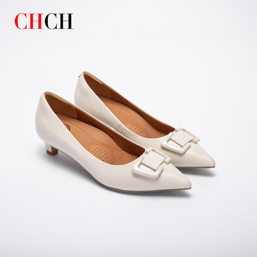 CHCH平衡鞋舒适羊皮尖头低跟气质单鞋高跟鞋CN1B5321 商品图3