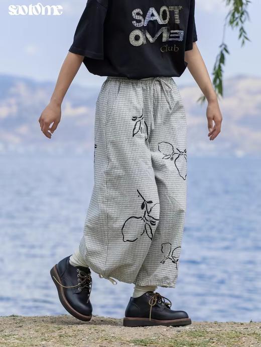 早乙女惠子saotome/STMCK242049/阔腿柠檬满印细格纹九分裤裙 商品图1