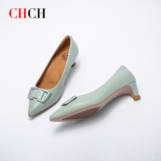 CHCH平衡鞋舒适羊皮尖头低跟气质单鞋高跟鞋CN1B5321 商品图2