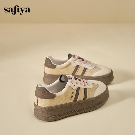 Safiya/索菲娅2024秋学院风复古拼色透气百搭轻便休闲厚底德训鞋 SF43112113 商品图7