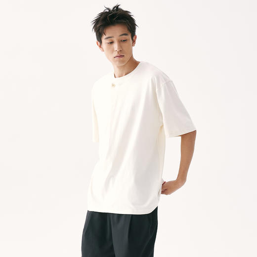 零意义 meanil 男女款斜门襟纽扣结构感T恤 商品图11
