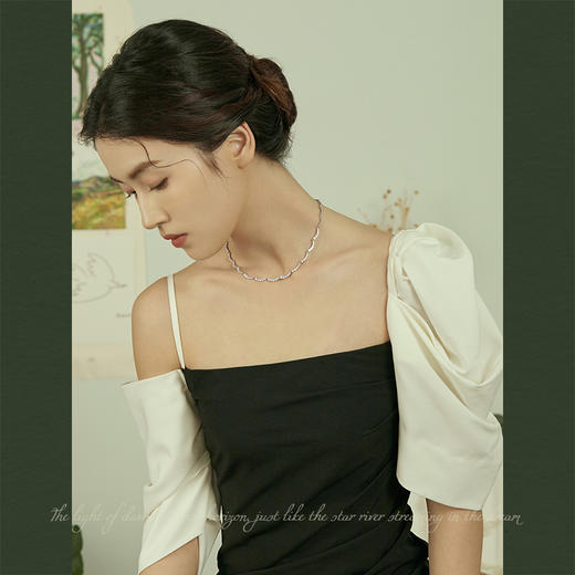 Oflye潮流饰品  月映繁星满钻轻奢锁骨链新款小众高级感项链女 商品图2