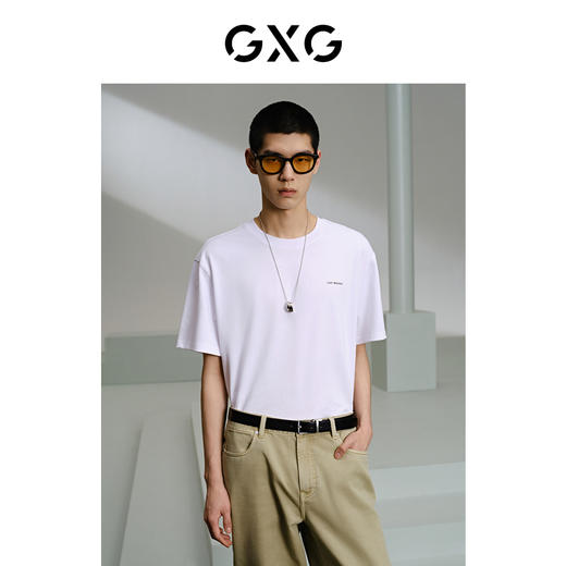 GXG白色圆领短袖T恤G24X442086 商品图0