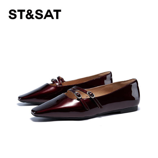 星期六质感镜面小方头平底单鞋SSC3111320 商品图6