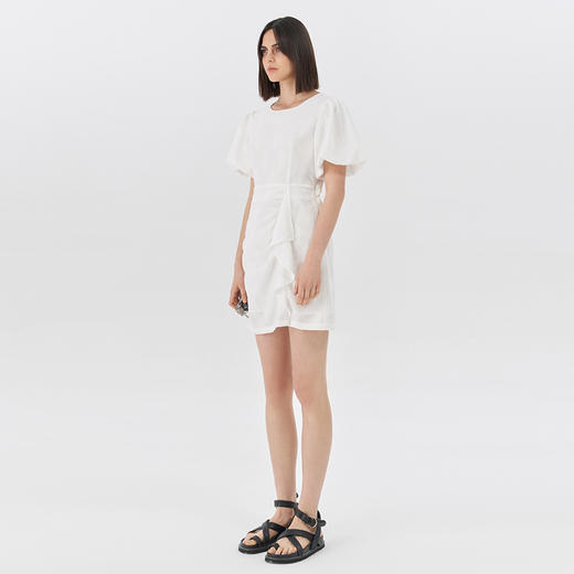 Self Who雪纺提花抗皱初恋小白裙女淑女风背后镂空别致连衣裙 商品图1