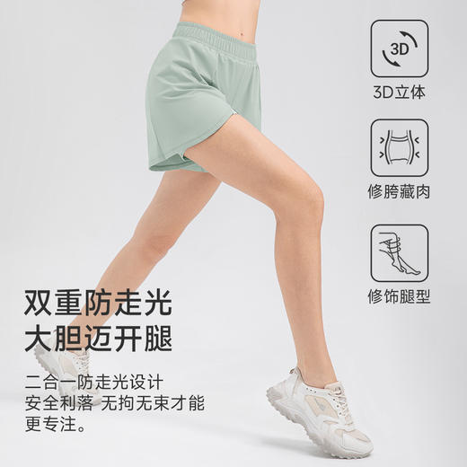 跃牌【欲动春风】系列 瑜伽短裤宽松透气假两件双层运动裤32451 商品图2