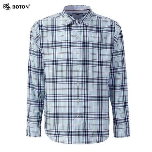 波顿格子长袖衬衫男士春季百搭格纹帅气高端高级感纯棉衬衣MS656122 商品图4